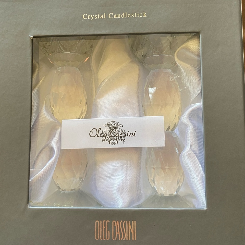 Oleg Cassini Crystal Candlestick Set 6 Inch